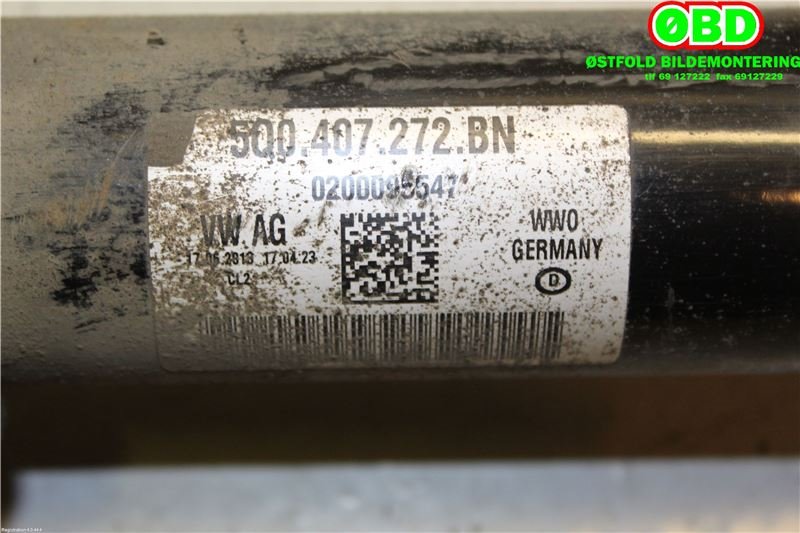 Drivaksel høyre foran til Audi A3 2012-2016 (Type III, Fase 1)  (AUDI|5Q0 407 272 BN|5Q0 407 272 FG|5Q0407272BN)