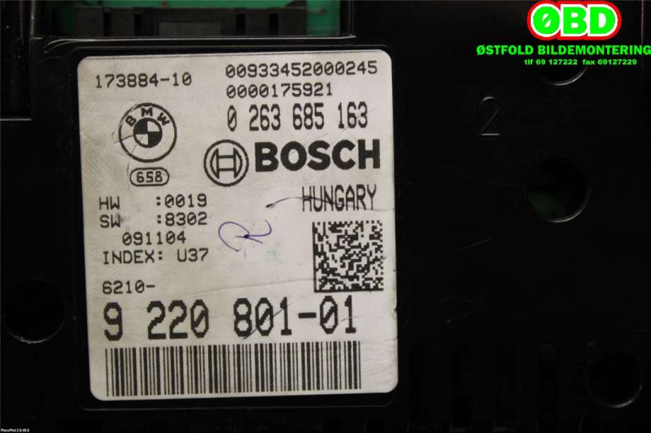 Instrumentpanel til BMW 5-Serie 2010-2017 (F10/F11) (F10/F11) (BMW|62 10 6 805 243||62109220801)