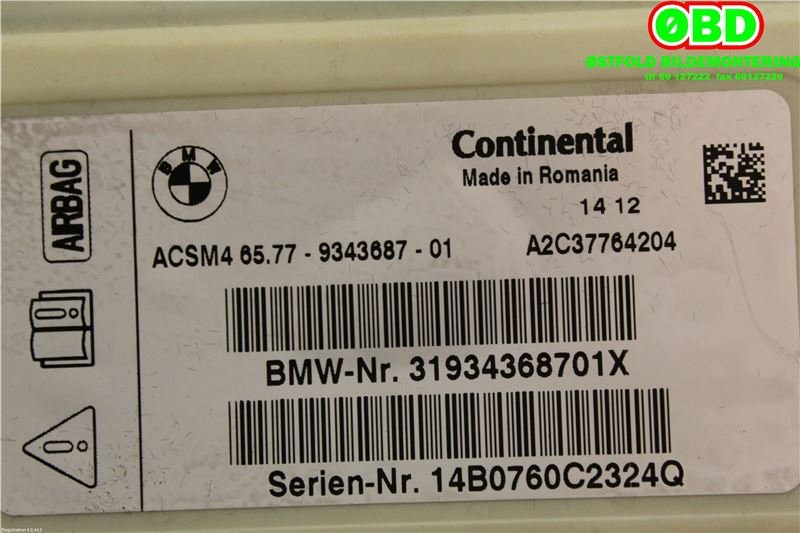 Airbag elektronikk til BMW 5-Serie 2010-2017 (F10/F11) (F10/F11) (BMW|65776837359||65779343687)