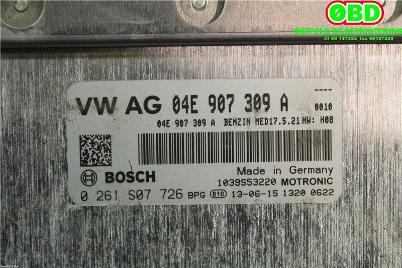 Styreenhet motor til Audi A3 2012-2016 (Type III, Fase 1)  (AUDI|04E906016DF||04E907309A)