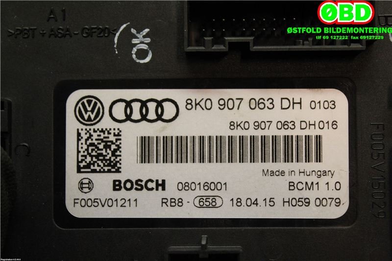 Styreenhet comfort (BCM) til Audi Q5 2012-2017 (Type I, Fase 2)  (AUDI|8K0 907 063 DL||8K0907063DH)