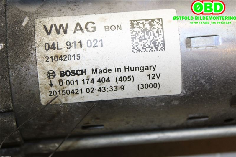 Starter diesel til Audi Q5 2012-2017 (Type I, Fase 2)  (AUDI|04L 911 021||04L911021)