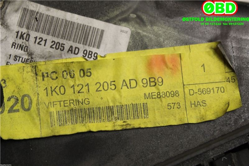 Kjølevifte til VW Touran 2010-2015 (Type I, Fase 3)  (VOLKSWAGEN|1K0 959 455 FR|1K0 959 455 ET|)