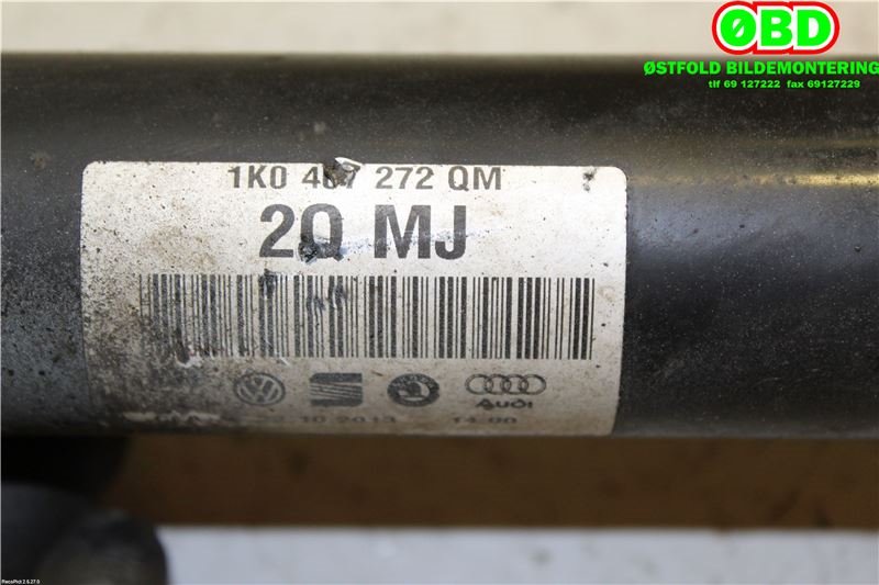 Drivaksel høyre foran til VW Caddy 2010-2015 (Type III, Fase 2)  (VOLKSWAGEN|1K0 407 272 QM||1K0407272QM)