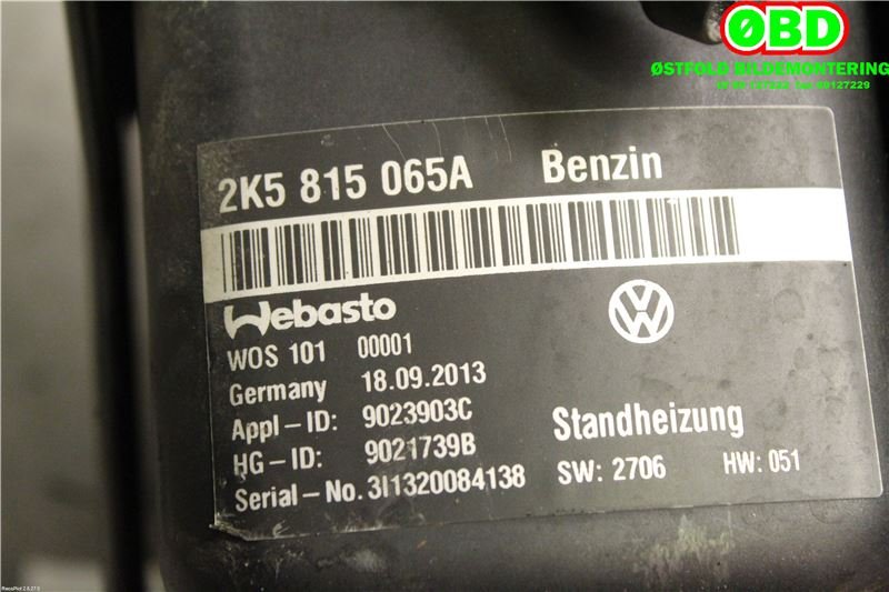 Bensinvarmer til VW Caddy 2010-2015 (Type III, Fase 2)  (VOLKSWAGEN|7N0 815 071||2K5815065A)