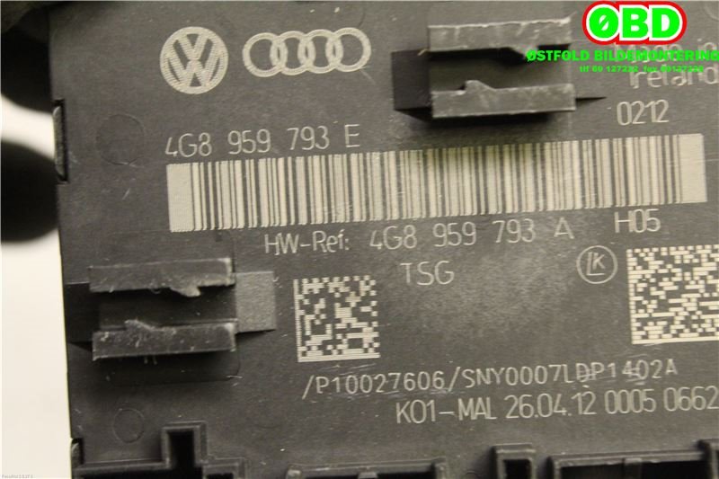 Styreenhet dør venstre foran til Audi A6 2011-2014 (Type IV, Fase 1) (C7) (C7) (AUDI|4G8 959 793 D||4G8959793E)