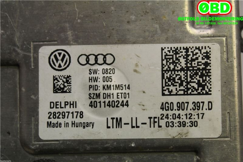 Styreenhet xenon/ballast til Audi A6 2011-2014 (Type IV, Fase 1) (C7) (C7) (AUDI|4G0 907 697 D||4G0907397D)