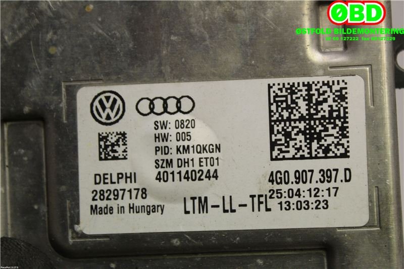 Styreenhet xenon/ballast til Audi A6 2011-2014 (Type IV, Fase 1) (C7) (C7) (AUDI|4G0 907 697 D||4G0907397D)