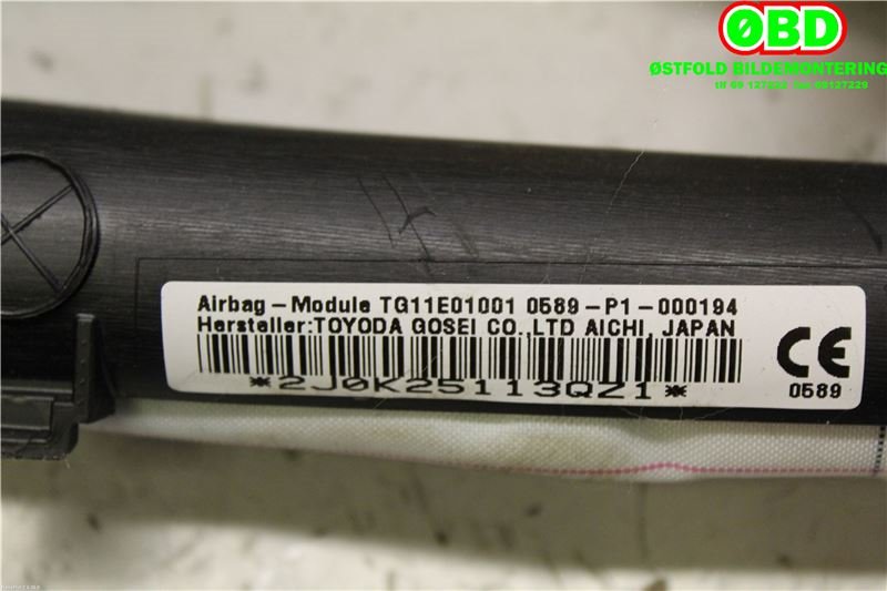 Airbag gardin høyre til Toyota Auris 2013-2015 (Type II, Fase 1)  (TOYOTA|6217002150|)