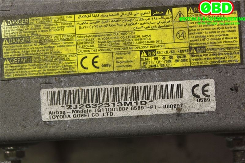 Airbag kne til Toyota Auris 2013-2015 (Type II, Fase 1)  (TOYOTA|7390002050C0|)