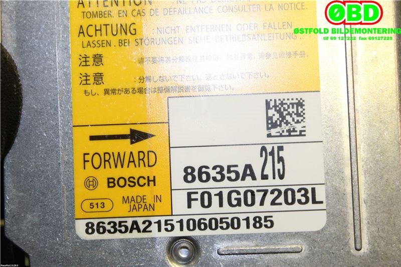 Airbag elektronikk til Mitsubishi ASX 2010-2019  (MITSUBISHI|86325A215||8635A215)