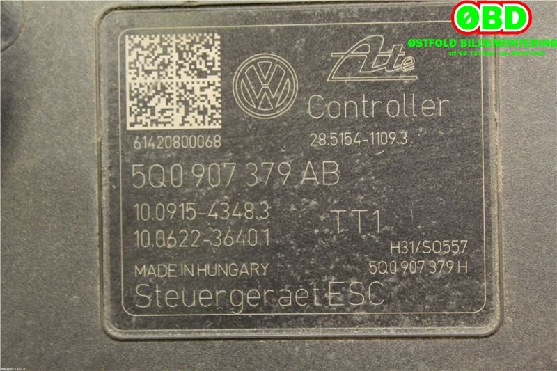 ABS sentral til Škoda Octavia 2013-2016 (Type III, Fase 1) (SKODA|5Q0 614 517 AA||5Q0614517AA)