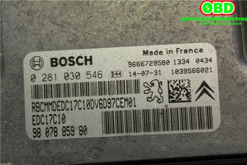 Styreenhet motor til Peugeot Partner 2008-2015 (Type II, Fase 1)  (PEUGEOT|1606873880|0281030546|9666729580)