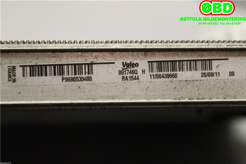 Radiator (manuell gir) til Peugeot 3008 2009-2016 (Type I)  (PEUGEOT|1330 W2||9680533480)