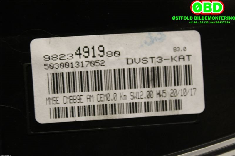 Instrumentpanel til Peugeot Partner 2015-2019 (Type II, Fase 2)  (Peugeot Partner|9827423980||9823491980)