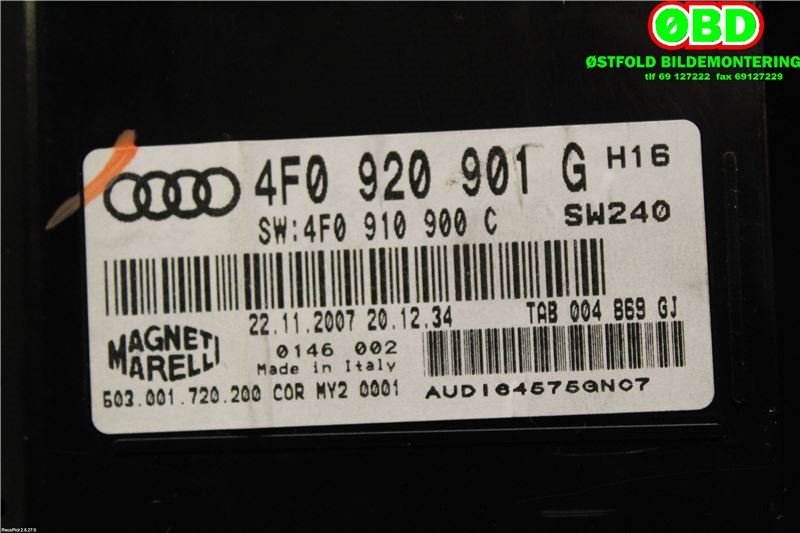 Instrumentpanel til Audi A6 2005-2008 (Type III, Fase 1) (C6) (C6) (4F0 920 901 G|4F0 920 901 GX|4F0920901G)