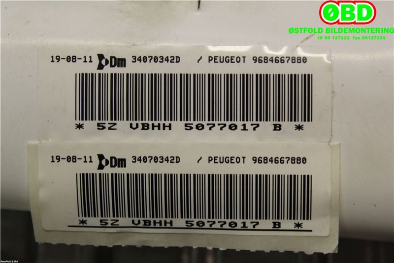 Airbag gardin venstre til Peugeot 3008 2009-2016 (Type I)  (PEUGEOT|8335WQ||9684667880)