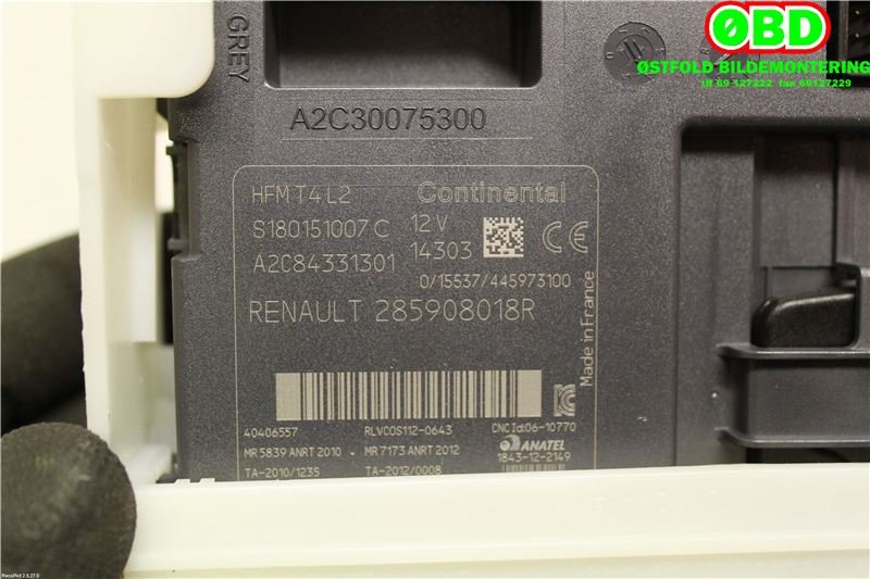 Tenningslås til Renault Captur 2013-2020 (Type I)  (RENAULT|285908018R|285902598R)