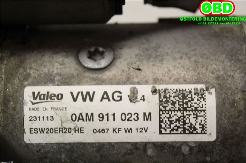 Starter diesel til Škoda Octavia 2013-2016 (Type III, Fase 1)  (SKODA|0AM 911 023 M|0AM 911 021 E|0AM911023M)