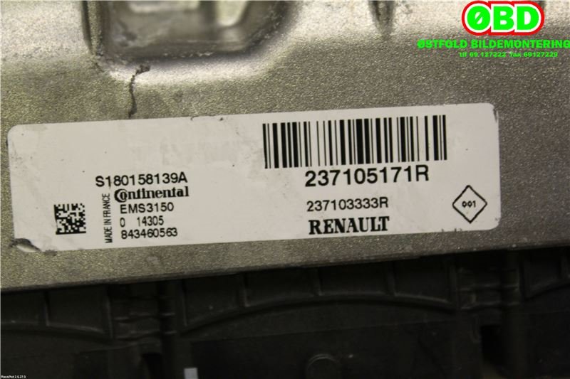 Styreenhet motor til Renault Captur 2013-2020 (Type I)  (RENAULT|237105171R|)