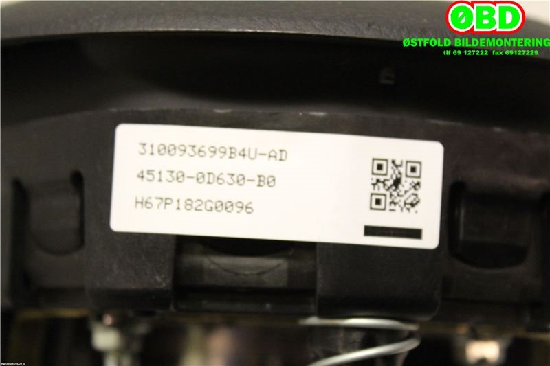 Airbag rattpute til Toyota Yaris 2014-2020 (Type III, Fase 2)  (TOYOTA|451300D630C1|)