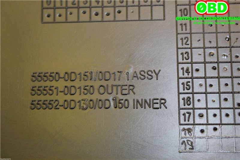 Hanskerom til Toyota Yaris 2014-2020 (Type III, Fase 2) (TOYOTA|555500D151C1|)