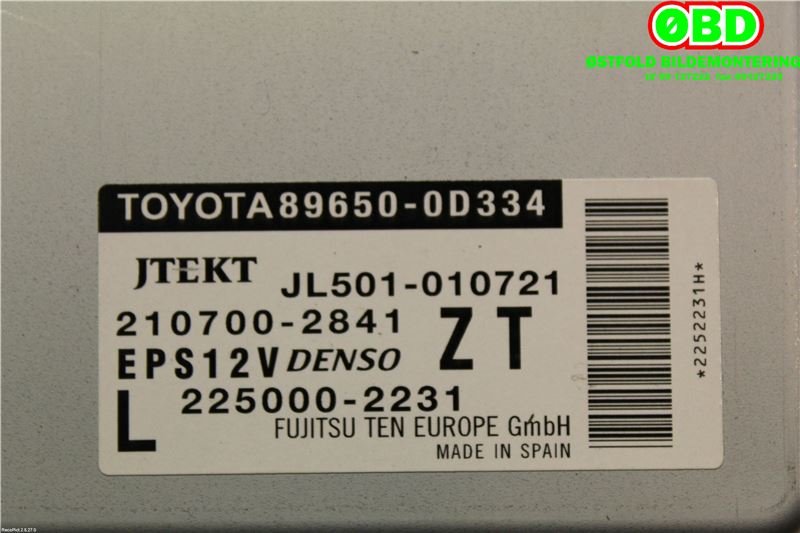 Styreenhet servo til Toyota Yaris 2014-2020 (Type III, Fase 2)  (TOYOTA|896500D334|)