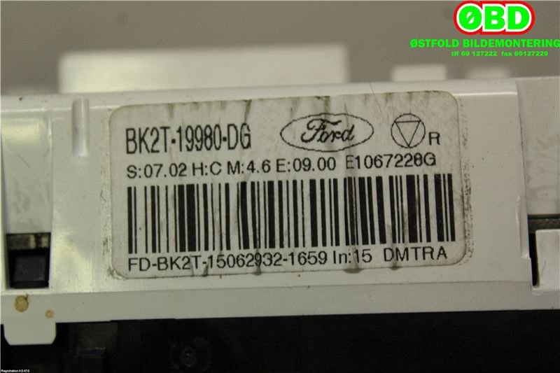 Varmeapparat betjening til Ford Transit Custom 2013-2023 (Type I)  (FORD|1843211||BK2T19980DG)