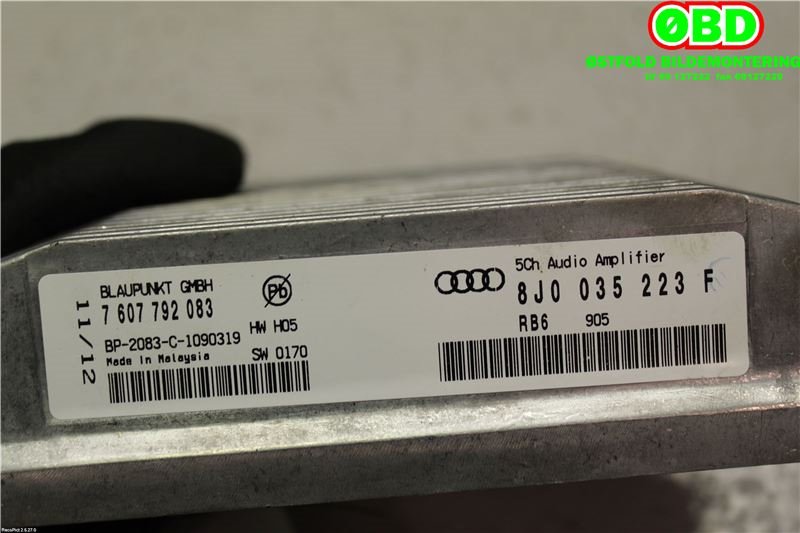 Bilstereo forsterker til Audi TT 2006-2014 (Type II)  (8J0 035 223 F|7607792083|8J0035223F)
