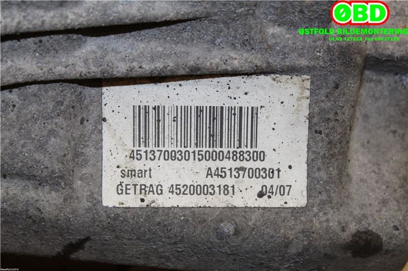 Girkasse automat til Smart Fortwo 1999-2007 (Type I) (W450) (W450) (SMART|A 451 370 03 01||A4513700301)