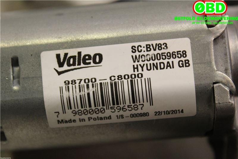 Viskermotor bakrute til Hyundai i20 2015-2020 (Type II)  (HYUNDAI|98700C8000|W000059658)