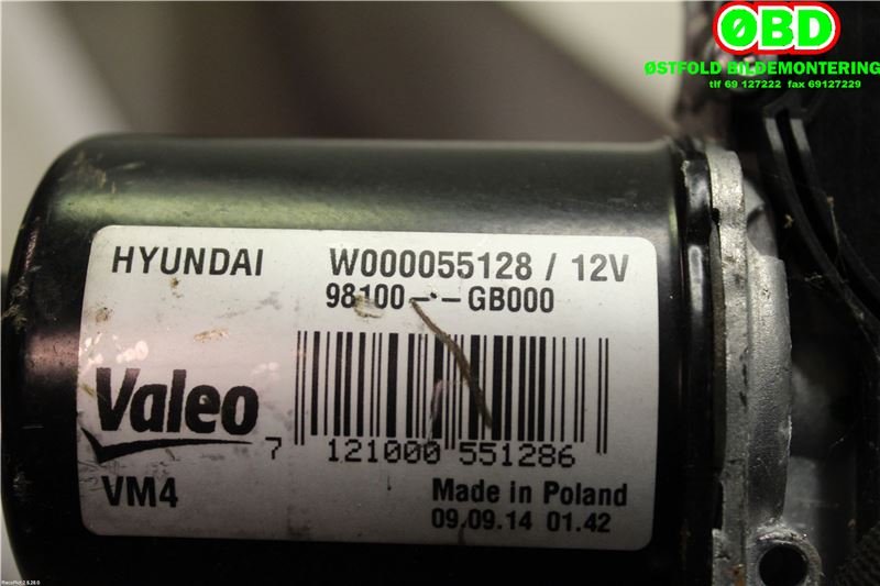 Viskermotor frontrute til Hyundai i20 2015-2020 (Type II)  (HYUNDAI|98110C8000|W000055128|98100GB000)