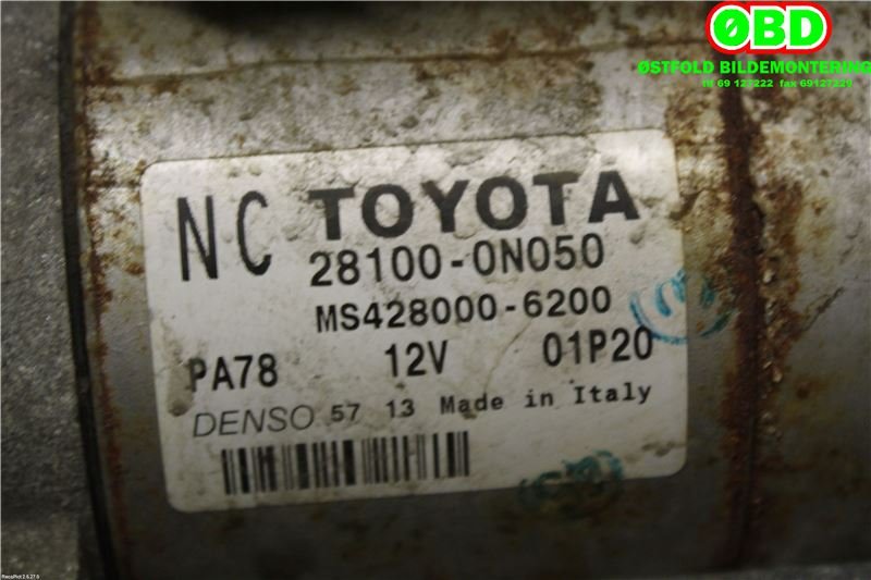 Starter diesel til Toyota Yaris 2012-2014 (Type III, Fase 1)  (TOYOTA|281000N050|4280006200)