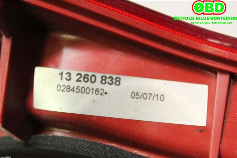 Baklykt venstre indre til Opel Meriva B 2010-2017  (OPEL|13307491|1222231|)