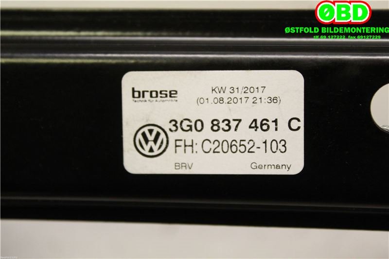 Ruteheis venstre foran til VW Passat 2015-2019 (Fase 1) (B8) (B8) (VOLKSWAGEN|3G0 837 461 C||3G0837461C)
