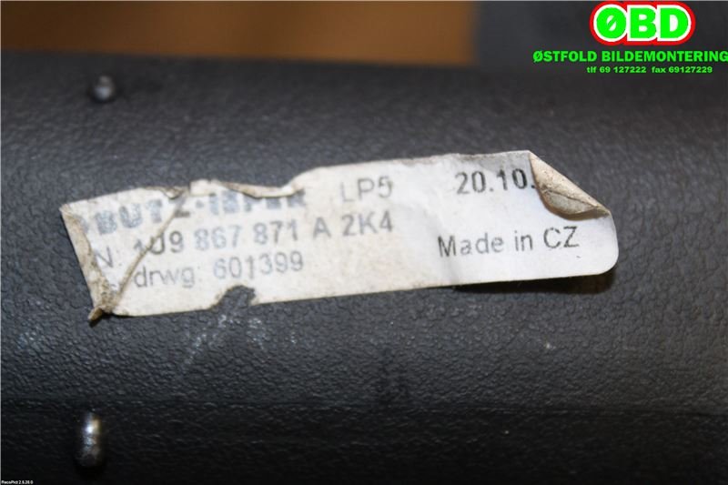Bagasjerom rollon til Škoda Octavia 2000-2004 (Type I, Fase 2)  (SKODA|1U9867871A|1U9867871A2KA)