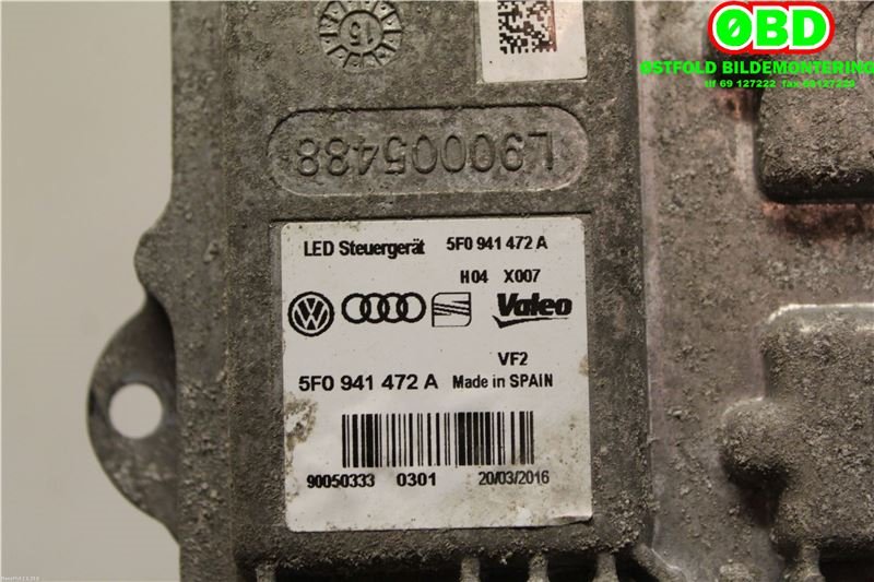 Styreenhet xenon/ballast til VW e-Golf 2014-2017 (Fase 1)  (VOLKSWAGEN|5F0 941 472 A||5F0941472A)