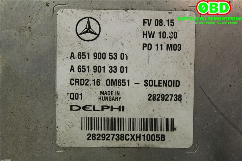 Styreenhet motor til Mercedes E-Klasse 2009-2013 (Fase 1) (W212) (W212) (MERCEDES|A 651 900 53 01||6519005301)