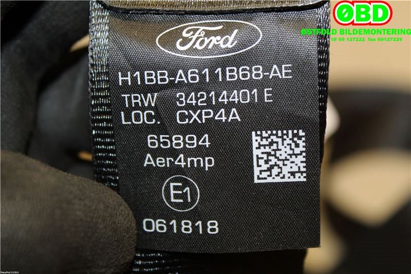 Airbag beltestrammer til Ford Fiesta 2017-->> (Type VII)  (FORD|2271986||H1BBA611B68AE)