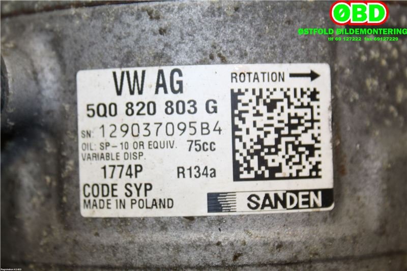 Aircondition kompressor til VW Caddy 2015-2020 (Type III, Fase 3)  (VOLKSWAGEN|5Q0 820 803 F|5Q0 820 803 K|5Q0820803G)
