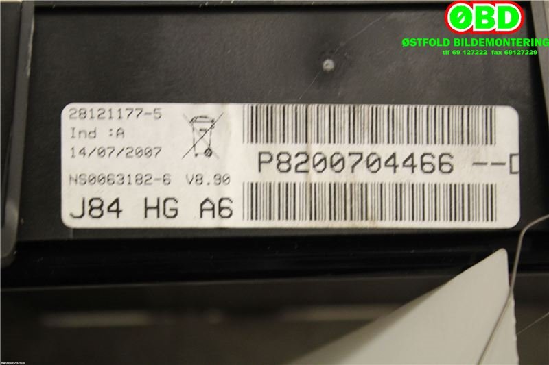 Instrumentpanel til Renault Scenic 2003-2009 (Type II)  (RENAULT|7701068192||8200704466)