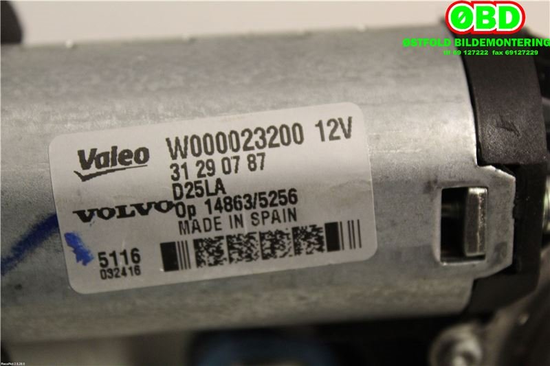 Viskermotor bakrute til Volvo XC70 2014-2016 (Type II, Fase 2)  (VOLVO|31290787|W000023200)