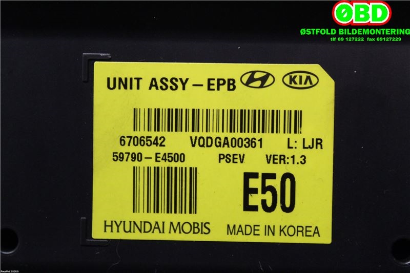 Styreenhet elektrisk parkbrems (EPB - Electric Parking Brake) til Kia Soul 2014-2019 (Type II)  (KIA|59790E4500|)
