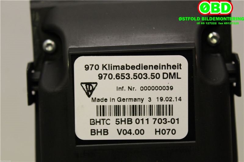 Varmeapparat betjening til Porsche Panamera 2009-2017 (Type I) (970) (970) (PORSCHE|970 653 503 50||97065350350)