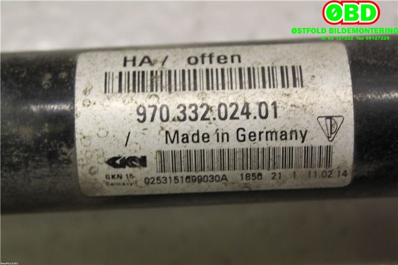 Drivaksel høyre bak, elbil til Porsche Panamera 2009-2017 (Type I) (970) (970) (PORSCHE|970 332 024 01|970 332 024 03|97033202401)