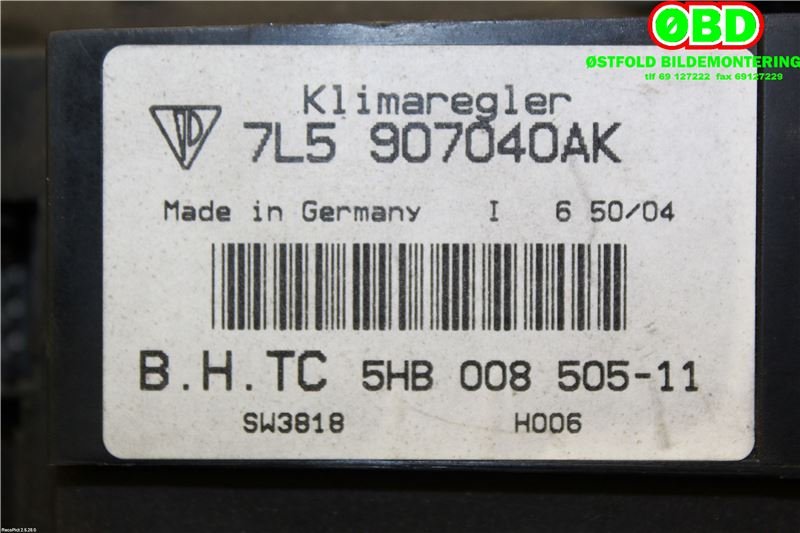 Varmeapparat betjening til Porsche Cayenne 2002-2006 (Fase 1) (9PA) (9PA) (Porsche|955 653 103 06|955 653 103 31|7L5907040AK)
