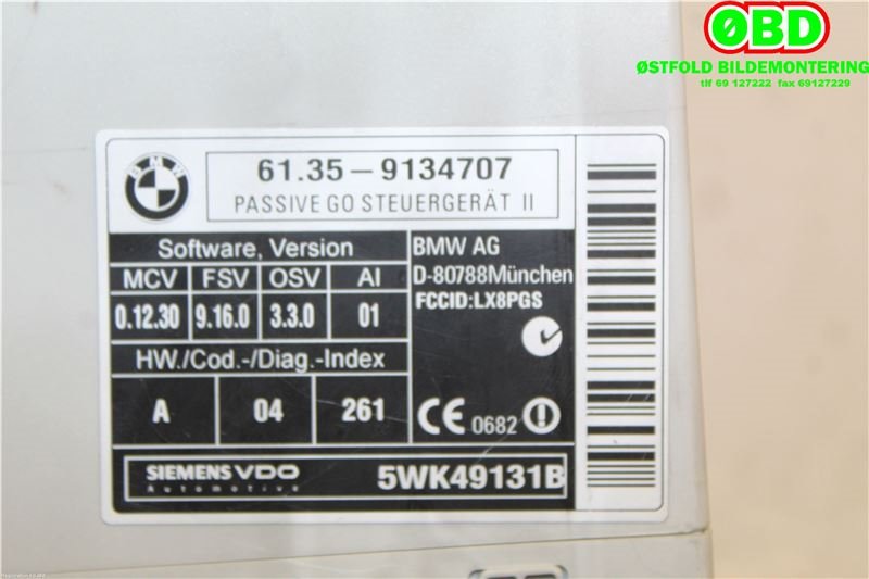Styreenhet nøkkelfri/keyless til BMW X5 2007-2013 (E70) (E70) (BMW|61359134707|)