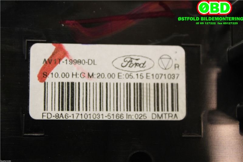 Varmeapparat betjening til Ford Transit Courier 2018-2023 (Type I, Fase 2)  (FORD|2116817||AV1T19980DL)