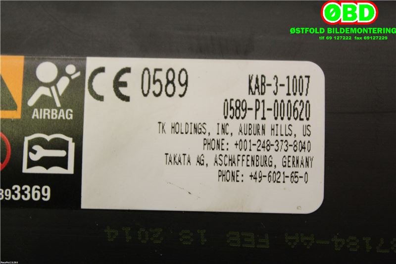 Airbag kne til Jeep Cherokee 2014-->> (Type V)  (JEEP|68157345AA||0589P1000620)