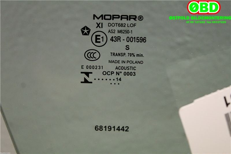 Siderute høyre foran til Jeep Cherokee 2014-->> (Type V) (JEEP|68191442AA|)